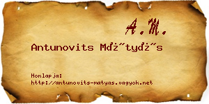 Antunovits Mátyás névjegykártya
