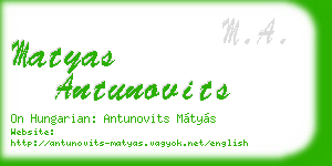 matyas antunovits business card